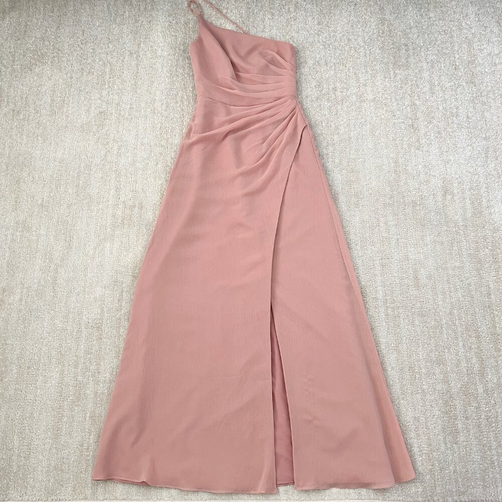 Celebrate DB David's Bridal One Shoulder Bridesmaid Dress 0 Desert Coral